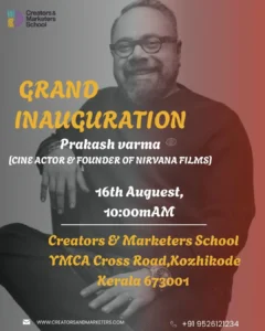 Grand inauguration poster for Creators & Marketers School by Best Digital Marketer in Kerala